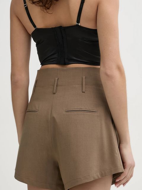 ISABELLE BLANCHE szorty damskie kolor beżowy gładkie high waist IS25SS-P019-T003