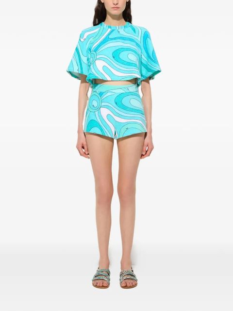 PUCCI Marmo-print cropped T-shirt - Blue - zdjęcie produktu nr 2