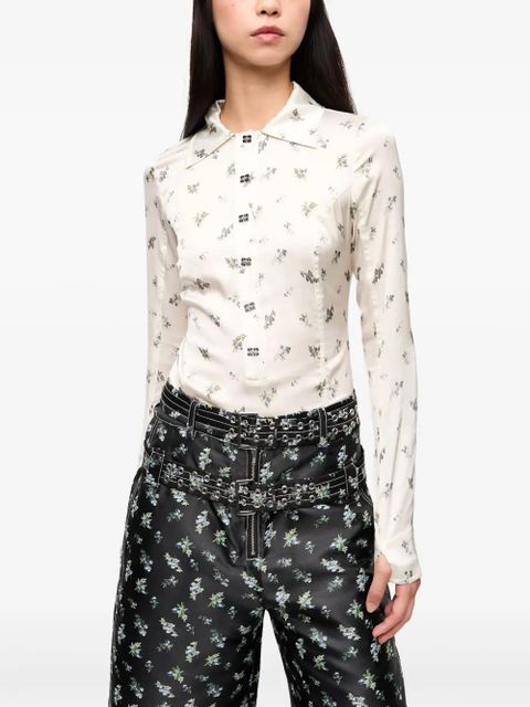 GANNI floral-print bodysuit - White