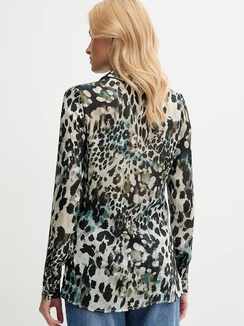 Guess koszula CLOUIS damska kolor czarny regular z kołnierzykiem klasycznym W5YH0X WDW82