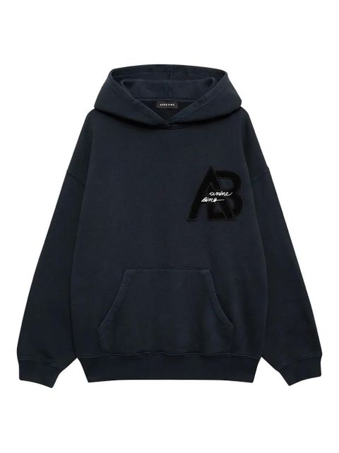 ANINE BING The Jaci logo-appliqué hoodie - Blue - zdjęcie produktu nr 1