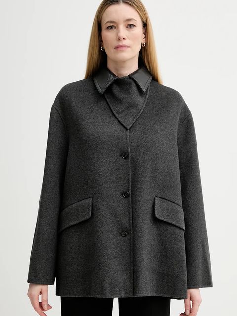 Nanushka płaszcz z dodatkiem wełny kolor szary NW25FWJK27994 - zdjęcie produktu nr 1