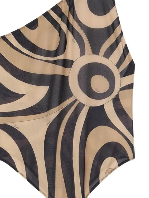 PUCCI Marmo-print one-shoulder swimsuit - Neutrals - zdjęcie produktu nr 2