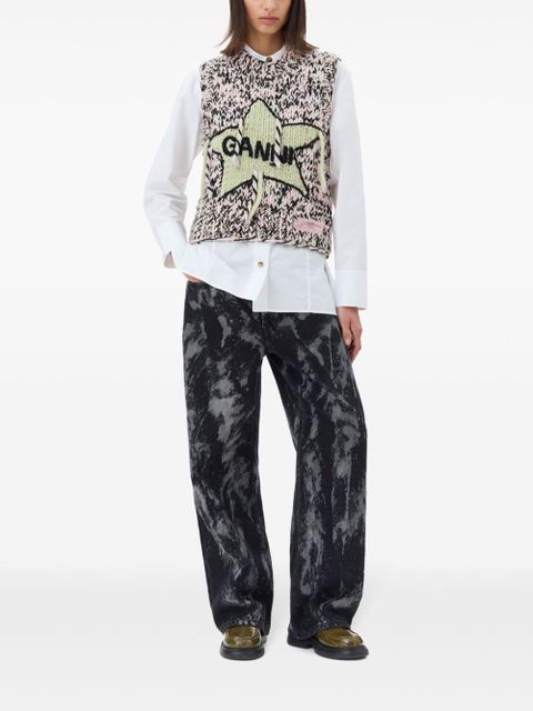 GANNI painterly-print palazzo trousers - Black - zdjęcie produktu nr 2