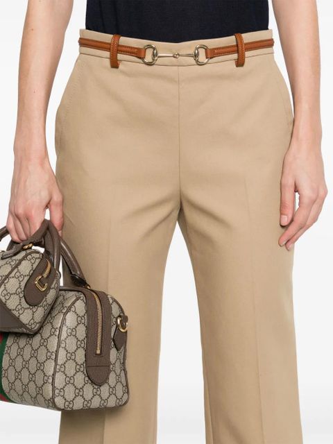 Gucci Horsebit-detail cotton trousers - Neutrals