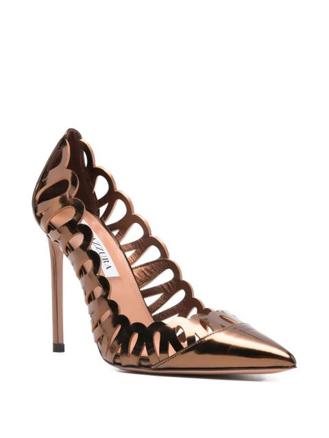Aquazzura 105mm Peep metallic cut-out pumps - Brown - zdjęcie produktu nr 2