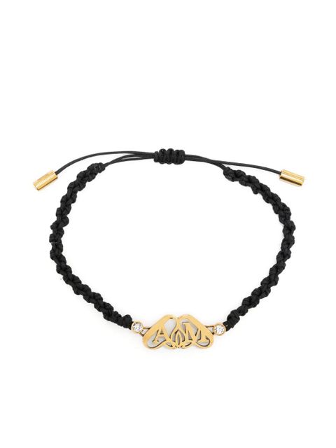 Alexander McQueen Seal-plaque braided-strap bracelet - Black - zdjęcie produktu nr 1