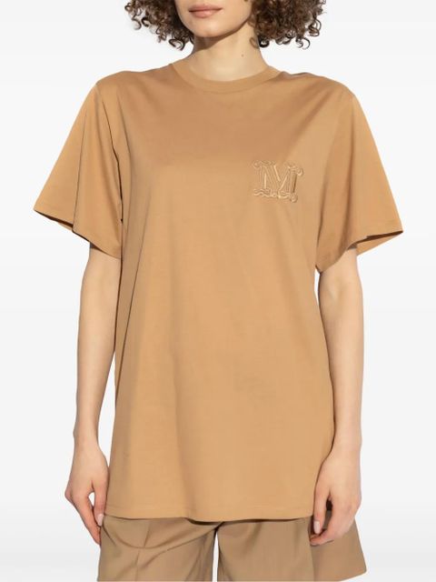Max Mara monogram-embroidered cotton T-shirt - Neutrals