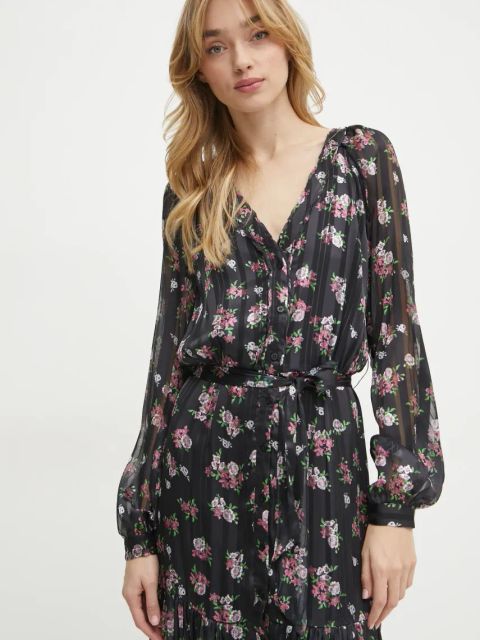 Guess sukienka BREANNA kolor czarny maxi rozkloszowana W5RK77 WGWV2