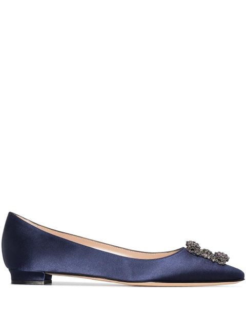 Manolo Blahnik Hangisi appliqué flat pumps - Blue - zdjęcie produktu nr 1