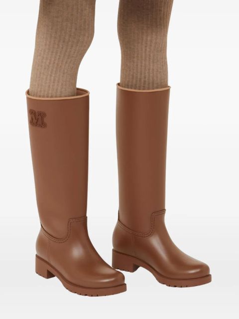 Max Mara logo-embellished block-heel boots - Brown