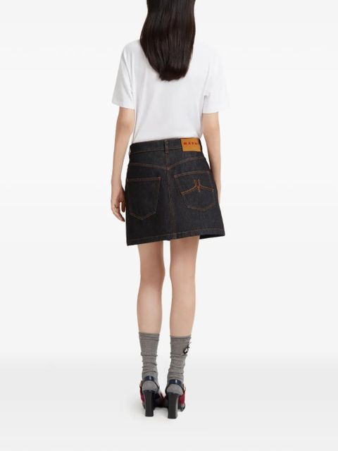 Marni daisy-appliqué denim mini skirt - Blue