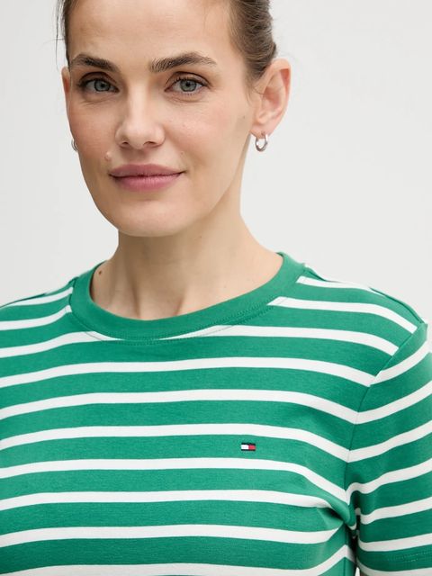Tommy Hilfiger t-shirt bawełniany damski kolor zielony WW0WW40587