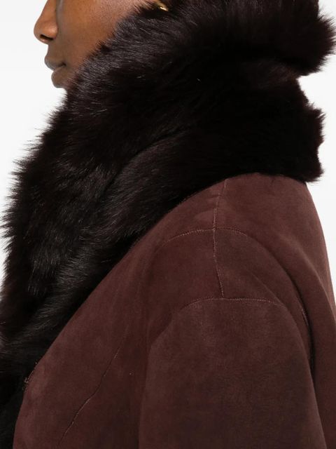 Nour Hammour Kaya single-breasted fur coat - Brown