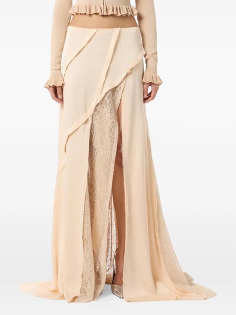 Blumarine lace-detail asymmetrical skirt - Neutrals