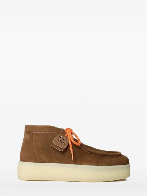 Miu Miu square toe platform ankle boots - Brown