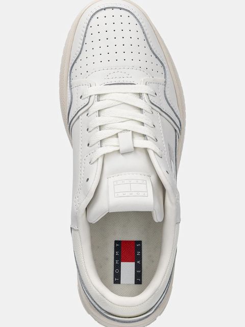 Tommy Jeans sneakersy skórzane TJW RETRO BASKET FLATFORM damskie kolor biały EN0EN02840
