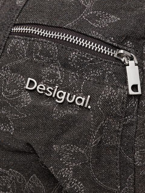 Desigual plecak WHISKEY EMBROIDERY 0 damski kolor szary duży z aplikacją 25WAKD07