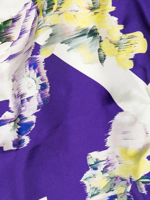 Off-White Arrows floral silk scarf - Purple