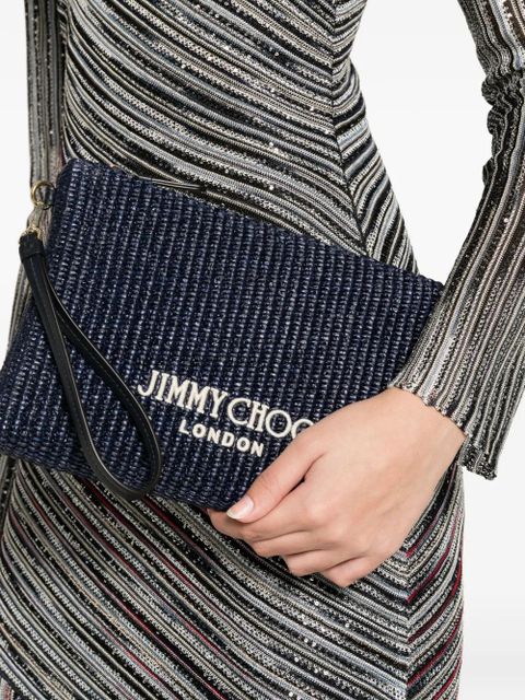 Jimmy Choo woven logo-print clutch bag - Blue - zdjęcie produktu nr 2