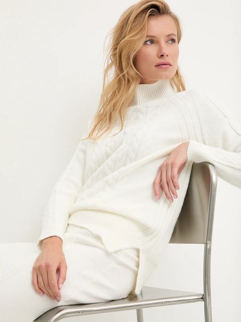 Answear.LAB sweter z kaszmirem damski kolor beżowy z półgolfem - zdjęcie produktu nr 1