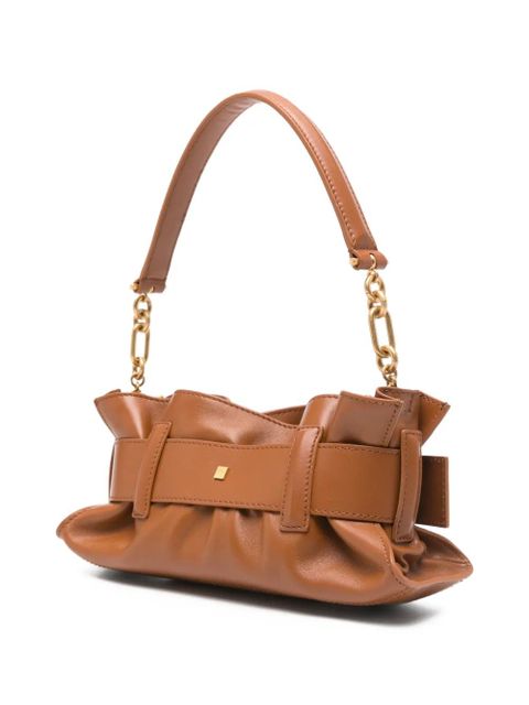 Balmain buckle-chain leather tote bag - Brown