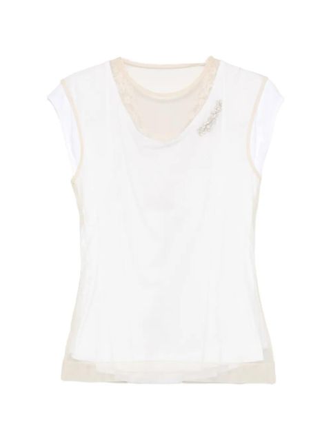 Simone Rocha layered lace-trim T-shirt - White - zdjęcie produktu nr 1