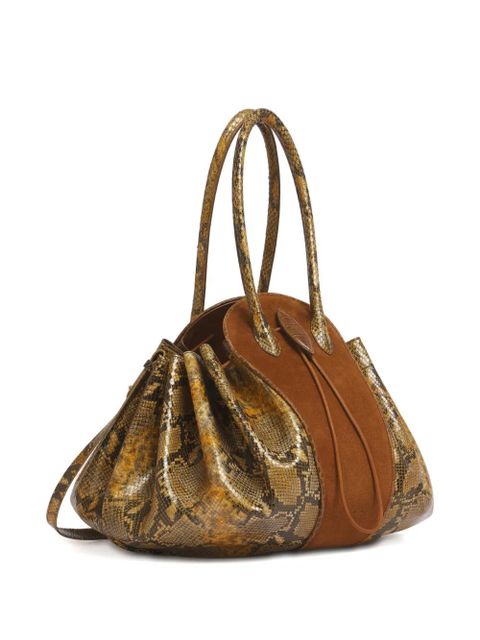 Marni large python-print shoulder bag - Brown