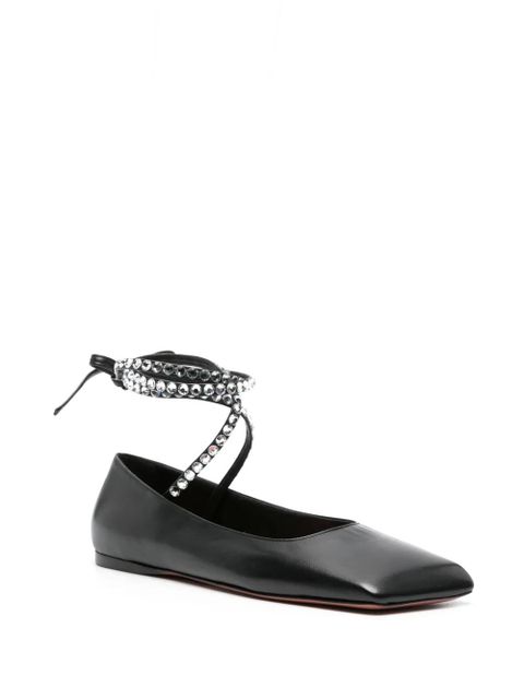 Amina Muaddi Ane square-toe leather ballerinas - Black - zdjęcie produktu nr 2