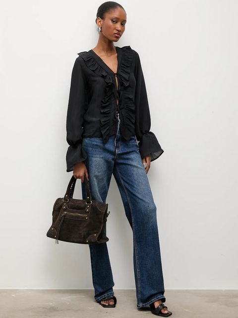 Answear.LAB bluzka damska kolor czarny gładka