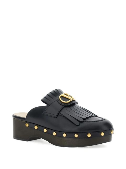 Valentino Garavani V-logo Signature fringed mules - Black - zdjęcie produktu nr 2