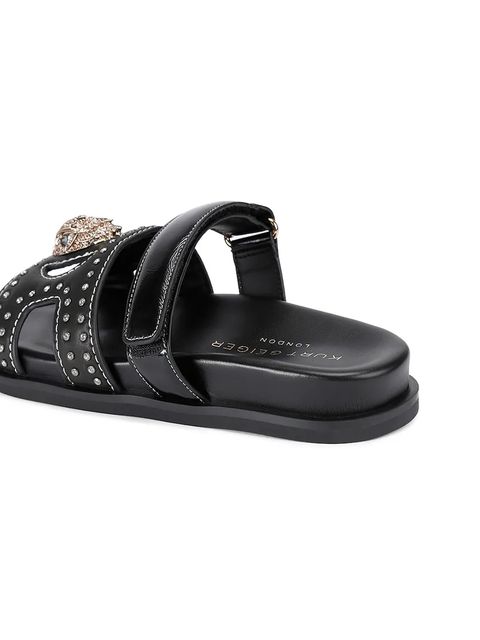 Kurt Geiger London klapki skórzane Eagle Stud Cut Out Sdl damskie kolor czarny 4734209139