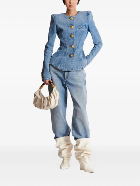Balmain padded-shoulder buttoned denim jacket - Blue - zdjęcie produktu nr 2