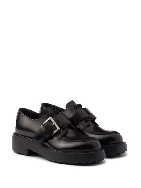 Prada Brushed leather lace-up shoes - Black