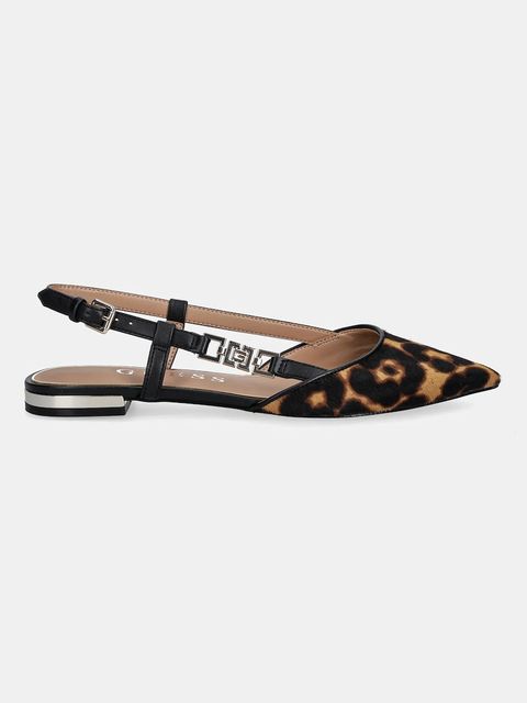 Guess baleriny FRANIELY kolor brązowy z odkrytą piętą FLTFRY LEP05 - zdjęcie produktu nr 2