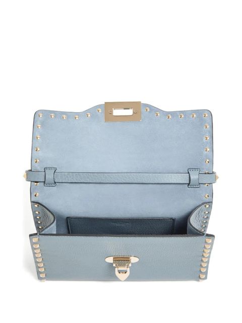 Valentino Garavani small Rockstud grained shoulder bag - Blue