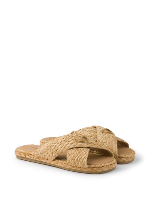 Prada raffia slides - Neutrals