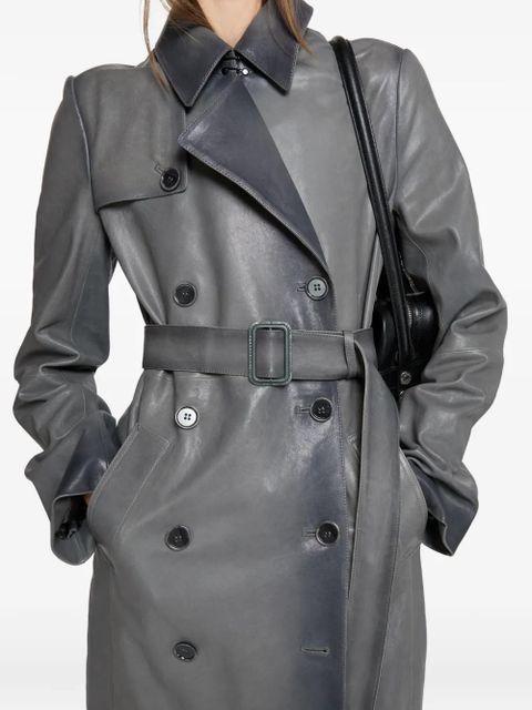 Acne Studios double-breasted leather coat - Grey