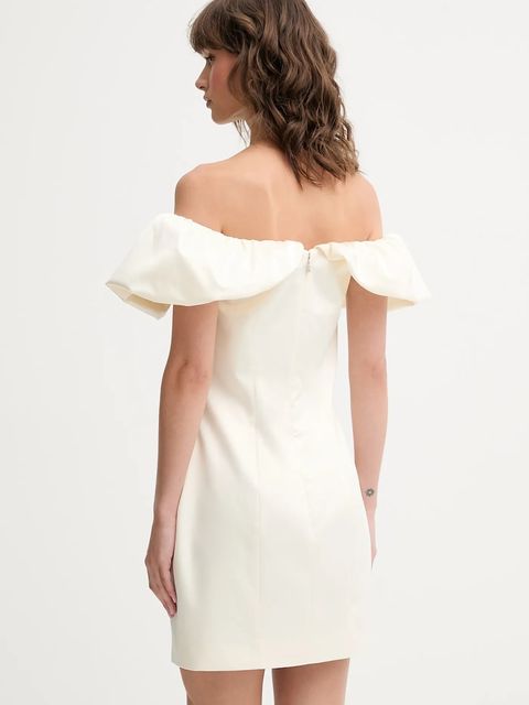 Rotate sukienka kolor beżowy mini dopasowana 114205857