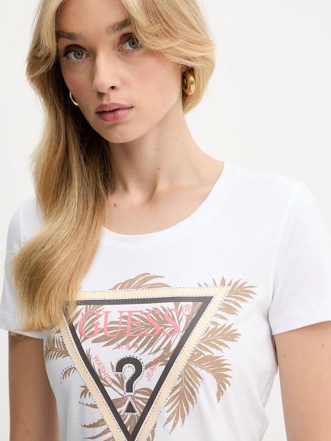Guess t-shirt damski kolor biały W5YI13 J1314