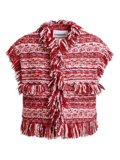 Essentiel Antwerp fringed wool-blend bouclé jacket - Red - zdjęcie produktu nr 1