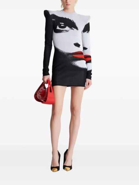 Balmain face-motif mini dress - White - zdjęcie produktu nr 2