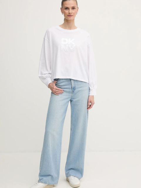 Dkny longsleeve bawełniany kolor biały DJ5T1488