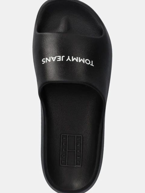 Tommy Jeans klapki TJW FLATFORM POOL SLIDE ESS damskie kolor czarny na platformie EN0EN02763