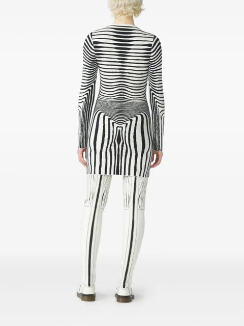 Jean Paul Gaultier long-sleeve morphing-stripes dress - Neutrals