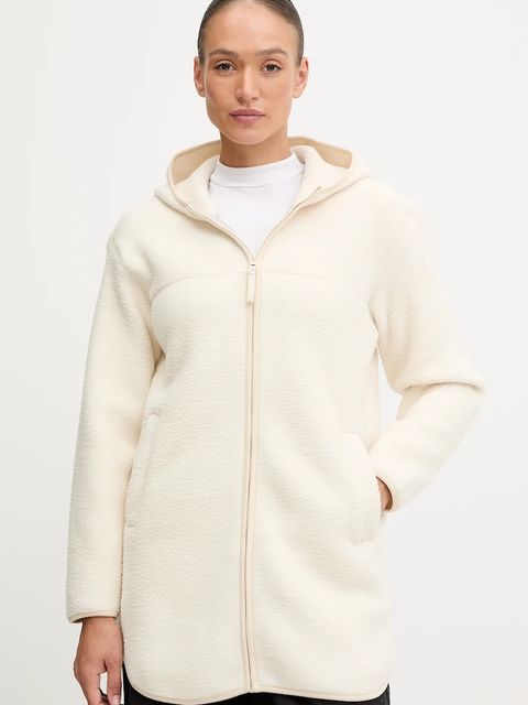 Helly Hansen bluza polarowa MAUD PILE kolor beżowy z kapturem gładka 54623 - zdjęcie produktu nr 1