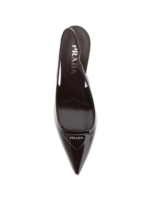 Prada triangle-logo slingback pumps - Brown