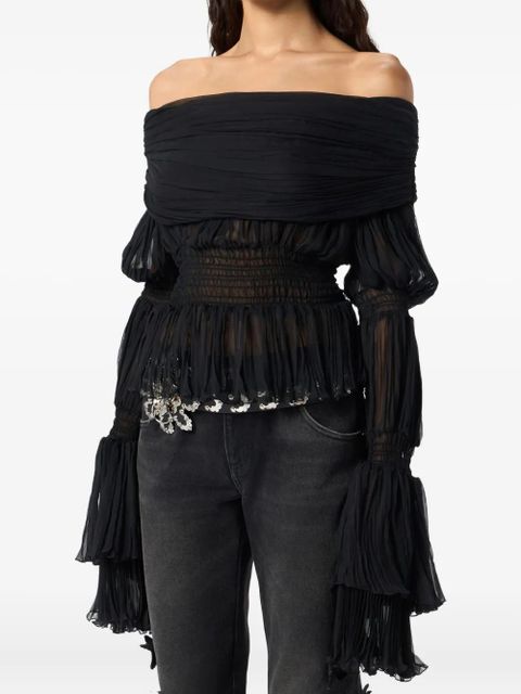 Blumarine pleated off-shoulder top - Black - zdjęcie produktu nr 2