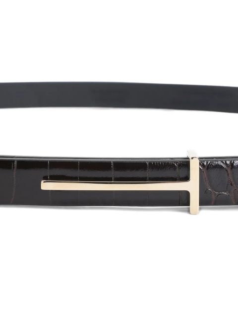TOM FORD crocodile-effect leather belt - Black - zdjęcie produktu nr 2