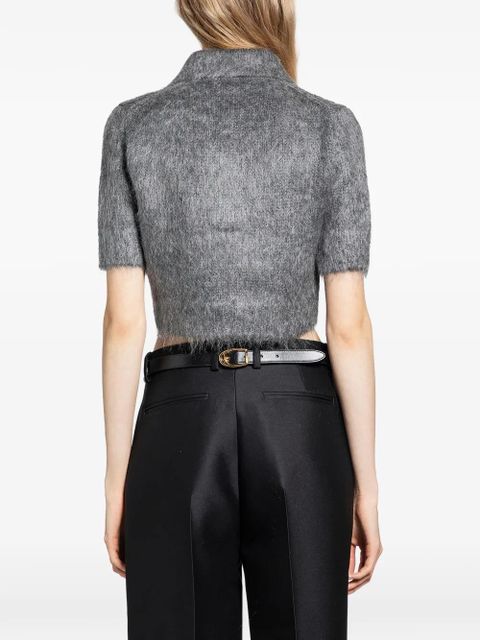 Gucci brushed mohair cropped polo top - Grey
